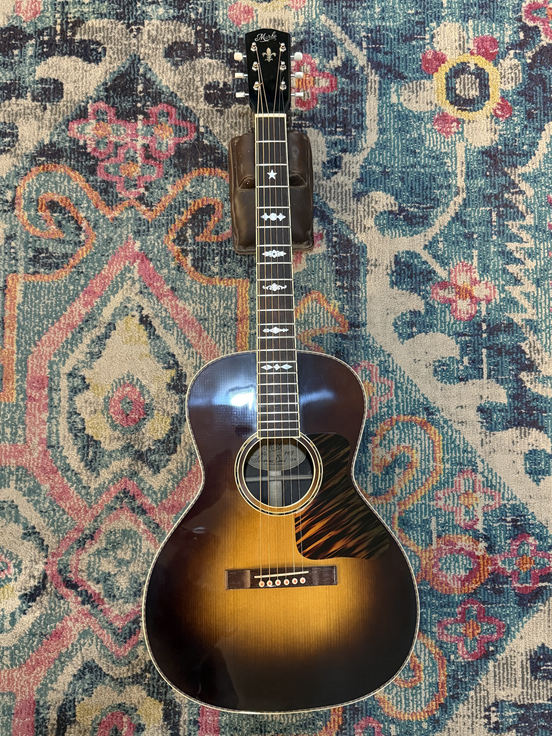 Finished sunburst guitar